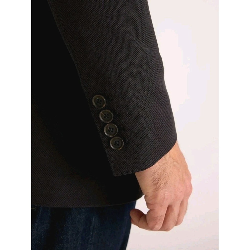 Quince Organic Cotton Pique Knit Blazer Mens Large Black Sport Jacket NWT - Picture 9 of 13